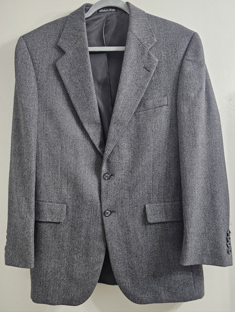 Vintage RBM Collection 100% Lambswool  Gray Herringbone Tweed  Blazer Men's 38R